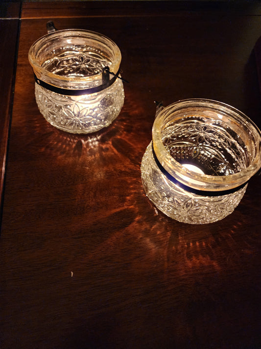 Set of 2 glass lanterns